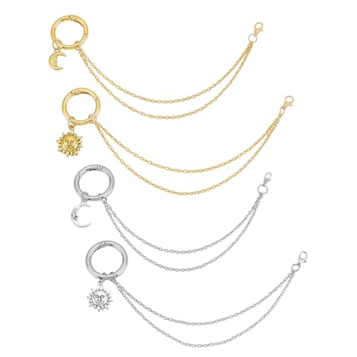 PH PandaHall 4 Stück 2 Stile Schuhketten Sonne & Mond Schuh Charm Ketten Goth Punk Style Boot Ketten Für Männer Frauen Schuh Accessoires Golden/Platin 19cm von PH PandaHall
