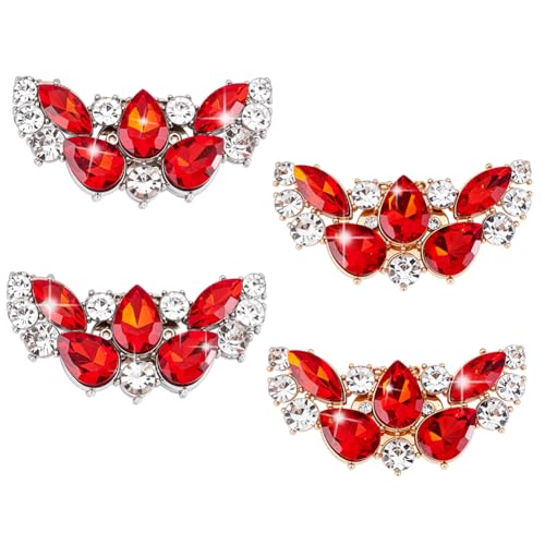 PH PandaHall 4 Stück Schuhclips Für Hochzeiten Mit Strasssteinen Rote Flügel Kristall Schuhschnallen Abnehmbare Funkelnde Schuhclips Für Hochzeitsfeiern Und Damen Schuhdekor von PH PandaHall