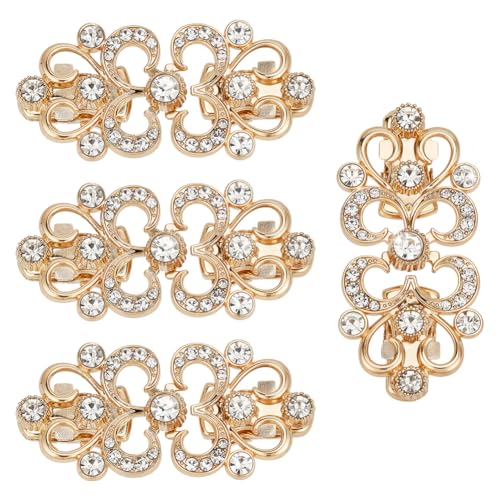 PH PandaHall 4 Stück Vintage Pullover Clips Goldene Blumen Umhangverschluss Strass Strickjacke Schalkragenverschluss Retro Legierung Hemdclips Blumenbrosche Clip Für Damen Kleidung Schal Dekorationen von PH PandaHall