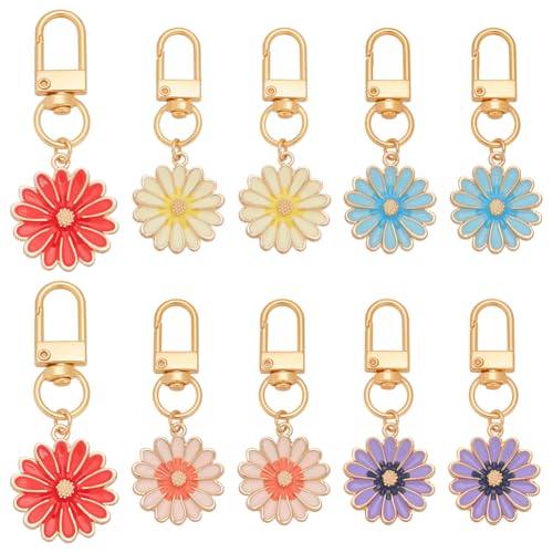 PH PandaHall 5 Farben Gänseblümchen Schlüsselanhänger 10 Stück Emaille-Blumen Charm Taschen-Geldbörsen-Schlüsselanhänger Autoschlüssel-Anhänger mit Drehverschluss Für Frauen Geschenke Rucksack PH PandaHall 5 Farben Gänseblümchen Schlüsselanhänger 10 Stück Emaille-Blumen Charm Taschen-Geldbörsen-Schlüsselanhänger Autoschlüssel-Anhänger mit Drehverschluss Für Frauen Geschenke Rucksack von PH PandaHall