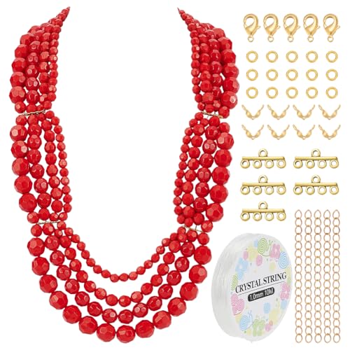PH PandaHall 4 Packung 4 Lagiges Perlen Set Zum Basteln Einer Auffälligen Klobigen Halskette Perlen Latzkette Für Damen Modeschmuck Halsband Choker Kostüm von PH PandaHall