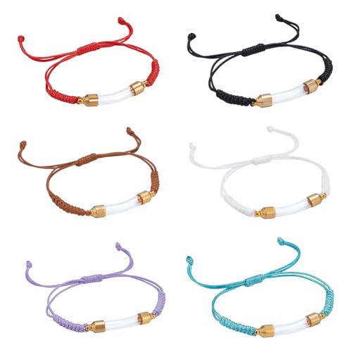 PH PandaHall 6 Farben Glasfläschchen Anhänger Armband mit Schraubkappen Name auf Reis Armbänder Verstellbares Armband mit 45,5×7mm Openable Klarglasflasche für Männer Frauen DIY-Schmuck machen von PH PandaHall