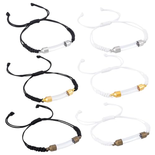 PH PandaHall 6 Stück Armband Mit Glasfläschchen Anhänger Verstellbares Armband Mit Zu Öffnendem Glasbehälter Durchsichtiges Glasröhrchen Urnen Armreif Gedenkarmband Für Männer Und Frauen Schmuck von PH PandaHall