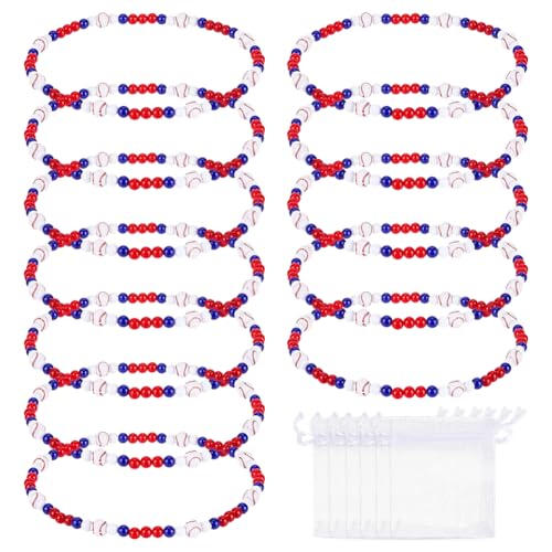 PH PandaHall 6 Stück Baseball Halskette 48cm Große Stretch Halsketten Aus Acryl Mit Runden Perlen Im Baseball Stil Sportlich Inspiriertes Accessoire Für Männer Jungs Jugend Teamplayer Liebhaber Fans von PH PandaHall