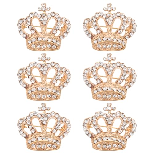 PH PandaHall 6 Stück Kristallrhinestones Kronenbrosche Goldene Kronenbrosche für Frauen Exquisite Legierungs Queen Knopflochpins für Geburtstag Hochzeitsparty Weihnachtskleider Anzüge Blusen Jacken von PH PandaHall