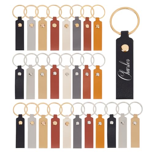 PH PandaHall 64 Stück 16 Farben Leder Schlüsselanhänger Rohlinge Bunter Schlüsselanhänger Mit Platinnieten Und Schlüsselringen Zum Basteln von Schlüsselanhängern Und Lederarbeiten von PH PandaHall