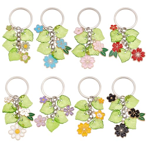 PH PandaHall 8 Stück Schlüsselanhänger Emaille Schlüsselanhänger Blätter Charm Tasche Anhänger Schlüsselanhänger Mit Geteiltem Schlüsselanhänger Für Geldbörse Handtasche Autoschlüssel von PH PandaHall
