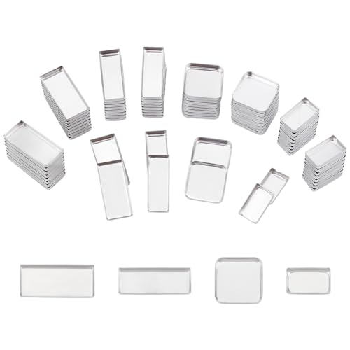 PH PandaHall 80pcs leere Metall Pfannen 4 Größe leere Lidschatten Pfännchen Rechteckige Palette Pfannen DIY Lidschatten Puder erröten Lippenstift Palette 2~2.7x1~2cm von PH PandaHall