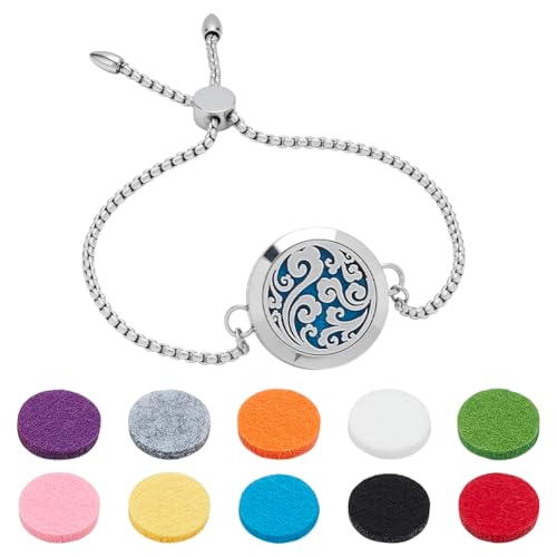 PH PandaHall Diffusor Armband Für Ätherische Öle Aromatherapie Medaillon Verstellbares Diffusor Armband Aus Edelstahl Wolkenmuster Duftarmbänder Mit 10 Nachfüllpads Für Frauen Geburtstagsgeschenke von PH PandaHall