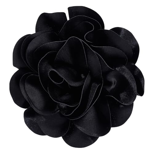 PH PandaHall Große Schwarze Blumenbrosche 18cm Rosenblumen Brosche Satinstoff Große Blumenbroschen Elegante Reversbroschen Für Frauen Kleider Hochzeit Party Hutnadeln Zeremonie Kleidung Schmuck von PH PandaHall