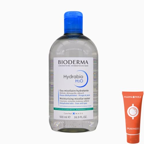 Bioderma Hydrabio H2O Mizellarlösung 1x 500 ml I Feuchtigkeitsspendendes Mizellen-Reinigungswasser I Make-Up-Entferner I Feuchtigkeit I mit Pharmaperle Duschgel von PHARMA PERLE