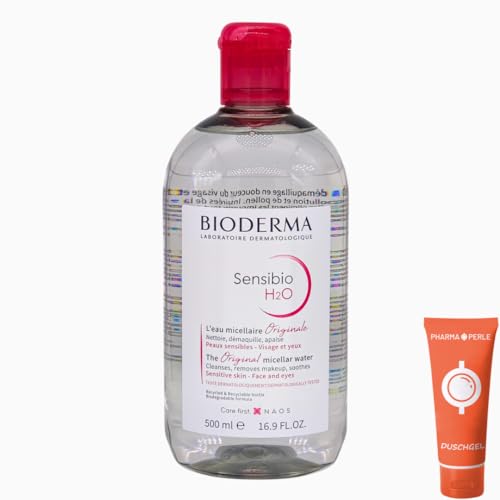 Bioderma Sensibio H2O Mizellarlösung für empfindliche Haut 1x 500 ml I Reinigungswasser und Make-Up-Entferner I Stärkung der Hautbarriere I Hautfeuchtigkeit I mit Pharma Perle give-away von PHARMA PERLE