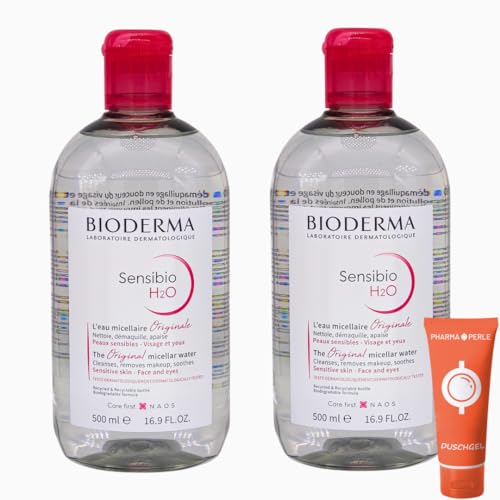 Bioderma Sensibio H2O Mizellarlösung für empfindliche Haut 2x 500 ml I Reinigungswasser und Make-Up-Entferner I Stärkung der Hautbarriere I Hautfeuchtigkeit I mit Pharmaperle giveaway von PHARMA PERLE