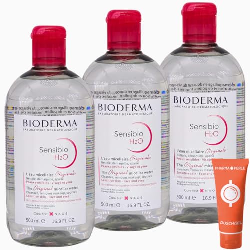 Bioderma Sensibio H2O Mizellarlösung für empfindliche Haut 3x 500 ml I Reinigungswasser und Make-Up-Entferner I Stärkung der Hautbarriere I Hautfeuchtigkeit I mit Pharmaperle giveaway von PHARMA PERLE