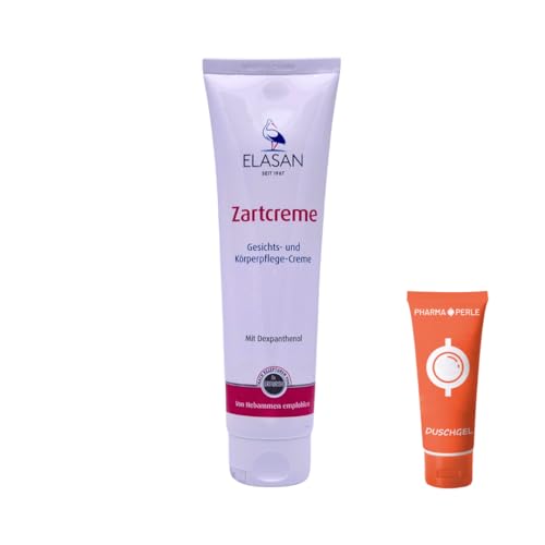 ELASAN Zartcreme 1x 150 ml I Pflege für zarte Baby- und Kinderhaut mit Dexpanthenol I Vegan, mild parfümiert & silikonfrei I Feuchtigkeit für Gesicht & Körper I Spar-Set plus Pharma Perle give-away von PHARMA PERLE