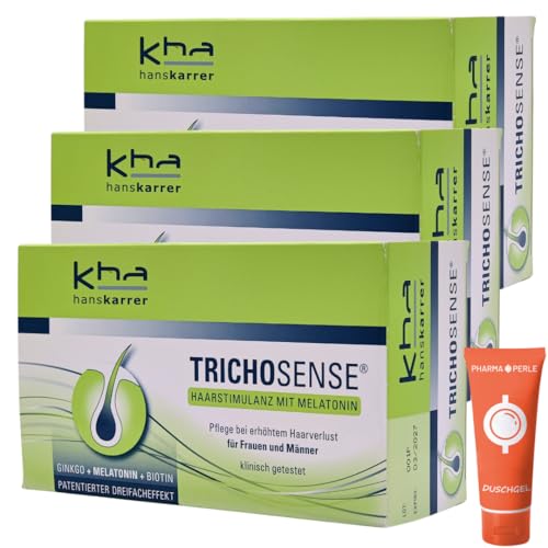 Hans Karrer Trichosense Lösung, 30x 3 ml I Pflege bei erhöhtem Haarverlust für Frauen und Männer I Haarausfall I dünnes Haar I gesunde Haare I Melatonin I Biotin I Spar-Set plus Pharma Perle (3x) Hans Karrer Trichosense Lösung, 30x 3 ml I Pflege bei erhöhtem Haarverlust für Frauen und Männer I Haarausfall I dünnes Haar I gesunde Haare I Melatonin I Biotin I Spar-Set plus Pharma Perle (3x) von PHARMA PERLE