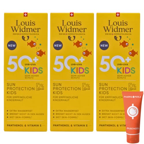 Louis Widmer Sun Protection Kids 50+, 3x 100 ml I Sonnenschutz für empfindliche Kinderhaut I feuchtigkeitsspendende Emulsion I extra wasserfest I hoher UV-Schutz I Spar-Set plus Pharma-Perle give-away Louis Widmer Sun Protection Kids 50+, 3x 100 ml I Sonnenschutz für empfindliche Kinderhaut I feuchtigkeitsspendende Emulsion I extra wasserfest I hoher UV-Schutz I Spar-Set plus Pharma-Perle give-away von PHARMA PERLE