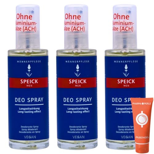 Men Deo Spray 3x 75 ml I Lang anhaltende Frische und zuverlässiger Schutz I ohne Aluminiumsalze I Pflanzliche Pflege mit Bio-Salbeiextrakt I Spar-Set plus Pharma Perle give-away von PHARMA PERLE