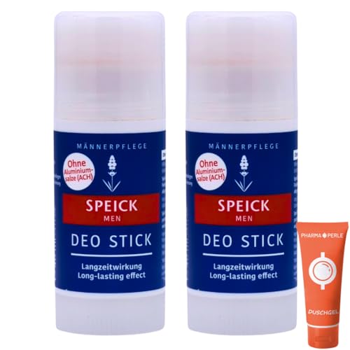 Men Deo Stick 2x 40 ml I Lang anhaltende Frische und zuverlässiger Schutz I ohne Aluminiumsalze I Pflanzliche Pflege mit Bio-Salbeiextrakt I Spar-Set plus Pharma Perle give-away von PHARMA PERLE
