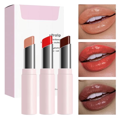 Hochglänzender Balsam-Lippenstift - Set mit 3 nicht klebenden Lipglossen für trockene Lippen bei Frauen - Lippenpflegeprodukte zum Einkaufen, Zusammensein, Zuhause, Arbeiten, Dating, Reisen Phasz von PHASZ