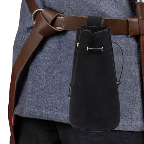 Renaissance-Gürteltasche, Leder-Gürteltasche mit Kordelzug, Gürteltasche für Freizeit, Wandern, Cosplay, Damen, Herren, Ledertasche für SCA Renaissance LARP Reenactment & Ren Fair Phasz, Beuteltasche von PHASZ