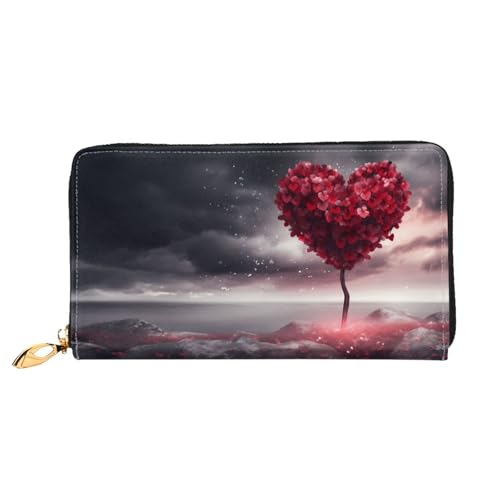 PHAYAH A Tree Of Love Pattern Damen Geldbörse Lange Clutch Reißverschluss Rund Reise Leder Geldbörse Große Kapazität Kreditkartenetui von PHAYAH