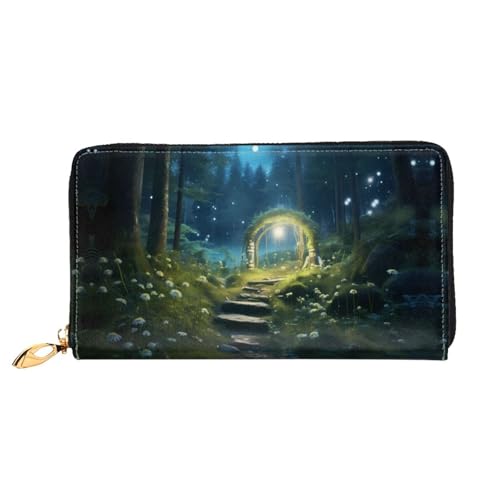 PHAYAH Arch Bridge im tiefen Waldmuster, Damen-Geldbörse, lange Clutch, Reißverschluss, Leder, großes Fassungsvermögen, Kreditkartenetui von PHAYAH