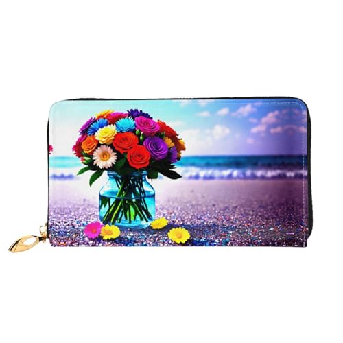 PHAYAH Blumenarrangement Glasflaschenmuster Geldbörse Damen Leder Geldbörse Kreditkartenetui Clutch Lang Damen Billfold von PHAYAH