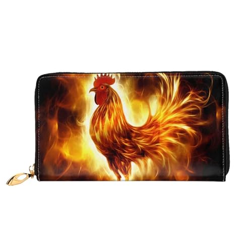 PHAYAH Chicken On Fire Damen-Geldbörse, lang, Clutch, Reißverschluss, Leder, großes Fassungsvermögen, Kreditkartenetui von PHAYAH