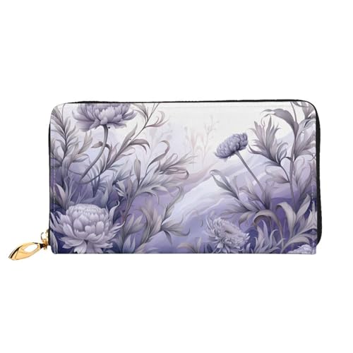 PHAYAH Chrysanthemum Blooms Pattern Damen Geldbörse Lange Clutch Reißverschluss Rund Reise Leder Geldbörse Große Kapazität Kreditkartenetui von PHAYAH