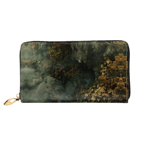 PHAYAH Clouds Under The Abyss Pattern Damen Geldbörse Lange Clutch Reißverschluss Rund Reise Leder Geldbörse Große Kapazität Kreditkartenetui von PHAYAH