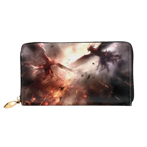 PHAYAH Confronting Damen-Geldbörse mit großem Vogelmuster, lange Clutch, Reißverschluss, Leder, großes Fassungsvermögen, Kreditkartenetui von PHAYAH