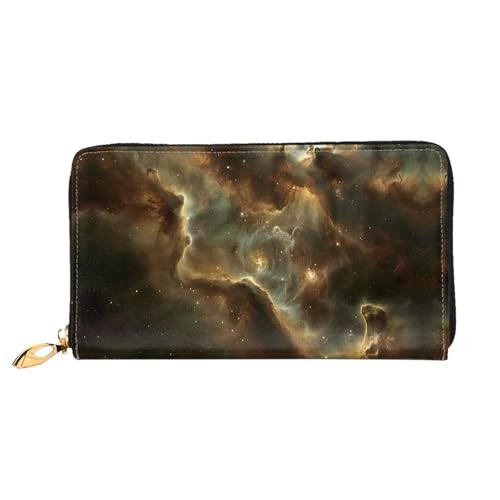PHAYAH Cosmic Nebula Pattern Damen Geldbörse Lange Clutch Reißverschluss Rund Reise Leder Geldbörse Große Kapazität Kreditkartenetui von PHAYAH