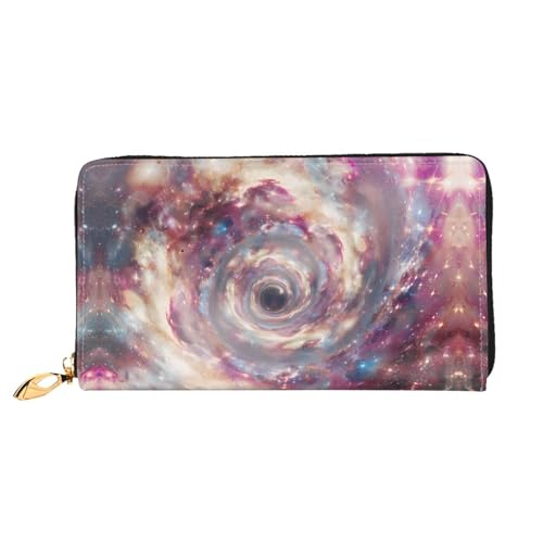 PHAYAH Cosmic Vortex Pattern Damen Geldbörse Lange Clutch Reißverschluss Rund Reise Leder Geldbörse Große Kapazität Kreditkartenetui von PHAYAH