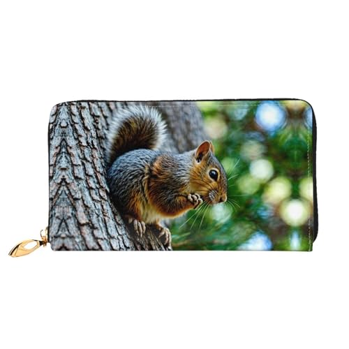 PHAYAH Damen-Geldbörse mit Eichhörnchen-Muster, Leder, Kreditkartenhalter, Clutch, lang, für Damen von PHAYAH