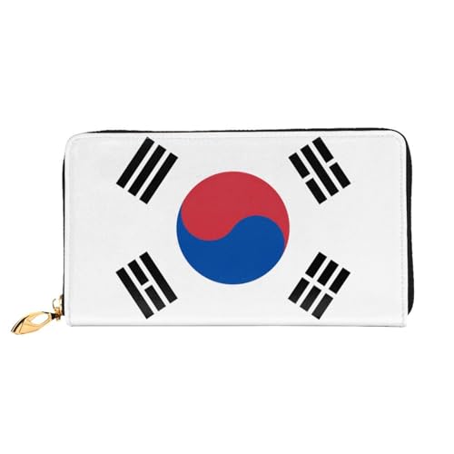 PHAYAH Damen-Geldbörse mit Flaggenmuster der Republik Korea, lang, Clutch, Reißverschluss, Leder, großes Fassungsvermögen, Kreditkartenetui von PHAYAH