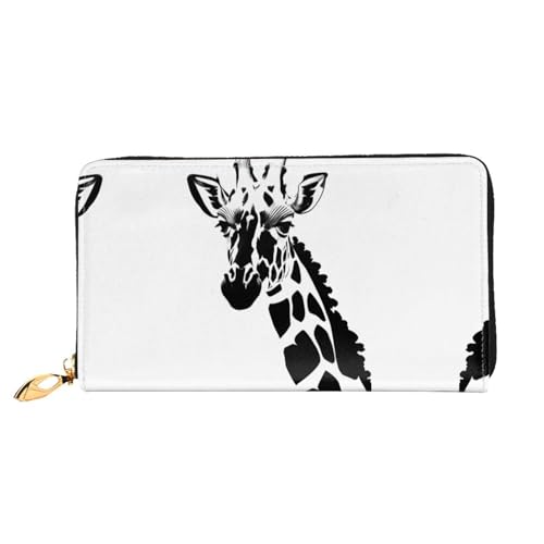 PHAYAH Damen-Geldbörse mit Giraffenmuster, Leder, Kreditkartenhalter, Clutch, lang, Schwarz und Weiß von PHAYAH