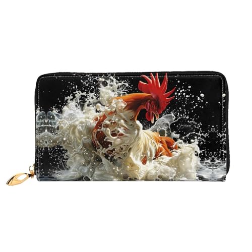 PHAYAH Damen-Geldbörse mit Hahnmuster, Leder, Kreditkartenhalter, Clutch, lang, für Damen von PHAYAH