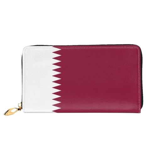 PHAYAH Damen-Geldbörse mit Katar-Flaggenmuster, lange Clutch, Reißverschluss, Leder, großes Fassungsvermögen, Kreditkartenetui von PHAYAH