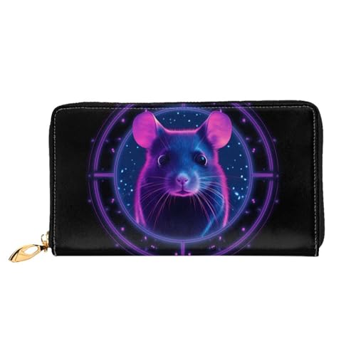 PHAYAH Damen Geldbörse mit Mauskopf-Muster, lange Clutch, Reißverschluss, Leder, großes Fassungsvermögen, Kreditkartenetui von PHAYAH