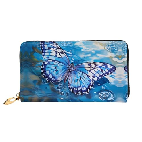 PHAYAH Damen-Geldbörse mit Schmetterlingsmuster, Leder, Kreditkartenhalter, Clutch, lang, Weiß von PHAYAH