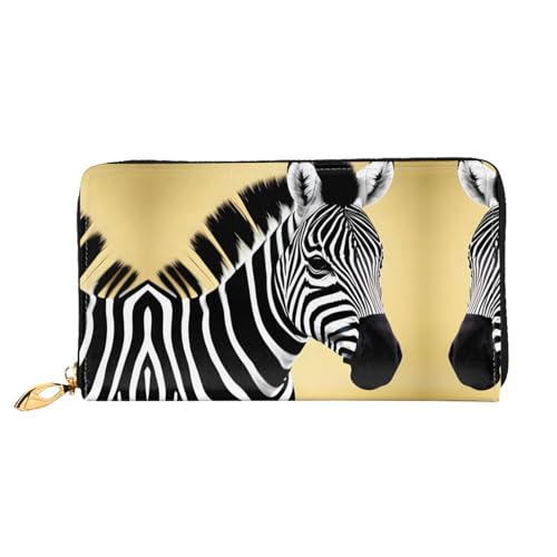 PHAYAH Damen-Geldbörse mit Zebramuster, Leder, Kreditkartenhalter, Clutch, lang, Schwarz und Weiß von PHAYAH