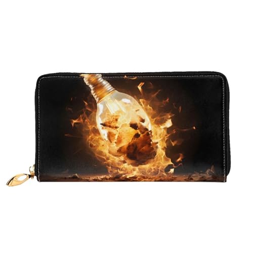 PHAYAH Damen-Geldbörse mit brennenden Glühbirnen, lange Clutch, Reißverschluss, Leder, großes Fassungsvermögen, Kreditkartenetui von PHAYAH