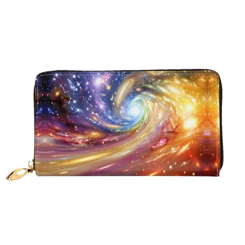 PHAYAH Damen-Geldbörse mit buntem Vortex-Muster, lange Clutch, Reißverschluss, Leder, großes Fassungsvermögen, Kreditkartenetui von PHAYAH