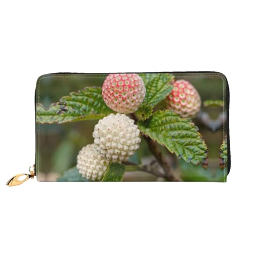 PHAYAH Damen Geldbörse mit eingelegtem Obstmuster, lange Clutch, Reißverschluss, Leder, große Kapazität, Kreditkartenetui von PHAYAH