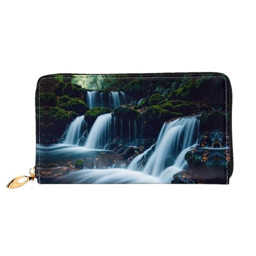 PHAYAH Damen-Geldbörse mit großem Wasserfall-Muster, lange Clutch, Reißverschluss, Leder, großes Fassungsvermögen, Kreditkartenetui von PHAYAH