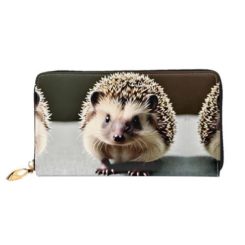 PHAYAH Damen-Geldbörse mit niedlichem Igel-Muster, lange Clutch, Reißverschluss, Leder, großes Fassungsvermögen, Kreditkartenetui von PHAYAH