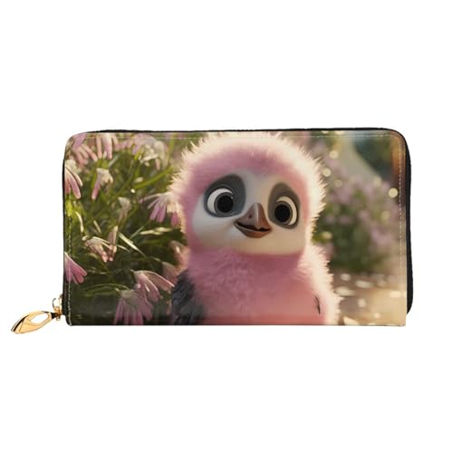 PHAYAH Damen-Geldbörse mit niedlichem rosa Pinguin-Muster, lange Clutch, Reißverschluss, Reise-Ledergeldbörse, großes Fassungsvermögen, Kreditkartenetui von PHAYAH
