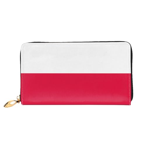 PHAYAH Damen-Geldbörse mit polnischem Flaggenmuster, lange Clutch, Reißverschluss, Leder, große Kapazität, Kreditkartenetui von PHAYAH
