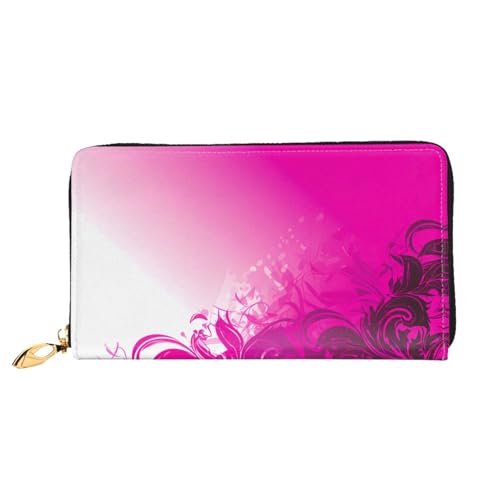 PHAYAH Damen-Geldbörse mit rosa Hintergründen, lange Clutch, Reißverschluss, Leder, großes Fassungsvermögen, Kreditkartenetui von PHAYAH